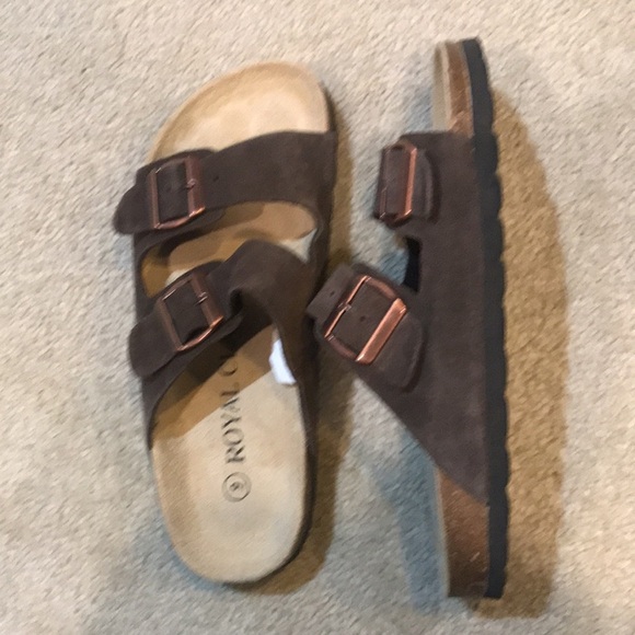 Royal Class Leather Upper and Insock Men's Double Strap Slip on Sandals-Size 9 - Picture 7 of 8